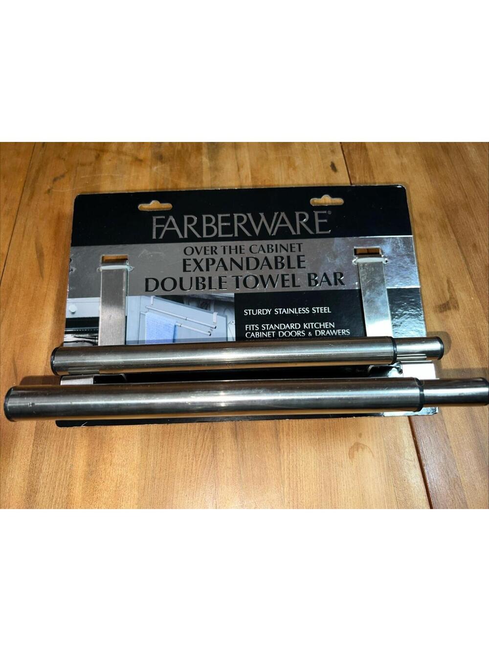 Faberware Over The Cabinet Expandable Double Towel Bar, New